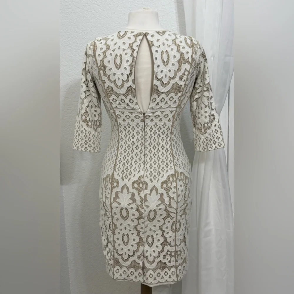 NEW Antonio Melani Bettye Ivory Beachwood Lace 3/4 Sleeve Sheath Dress Size 2 - Picture 8 of 11